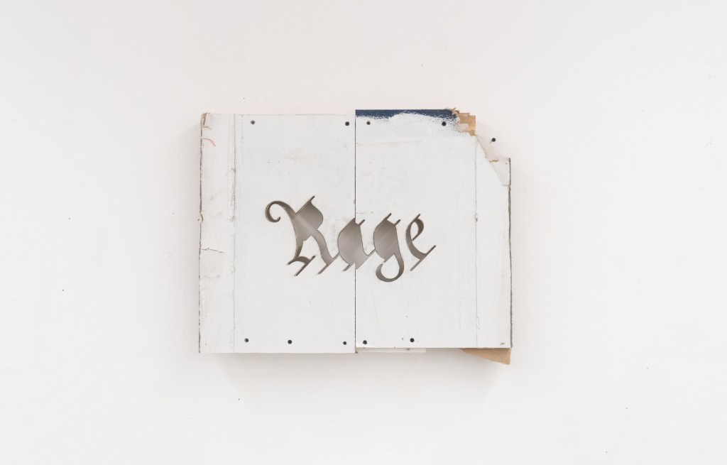 I wanted to stay, pero..., laser cut found drywall, 2026